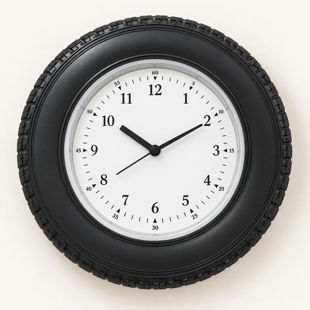 Black Tyre Frame Wall Clock